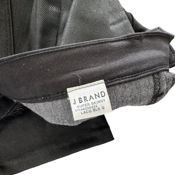 J Brand Black Coated Super Skinny Lacquered Jeans Size 27 Mid Rise Stretch - Picture 4 of 6